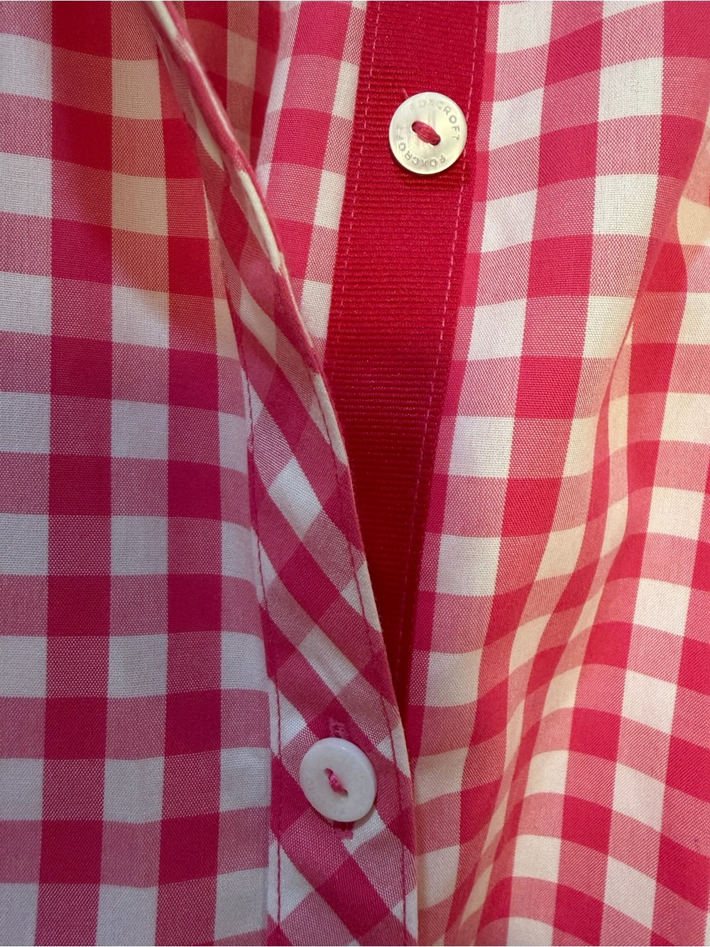 Foxcroft NYC Heritage Non Iron Pink and White Gingham Button-Down Shirt Top- 18W - Picture 5 of 12